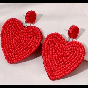 ❣️Red Beaded Heart Earrings❣️